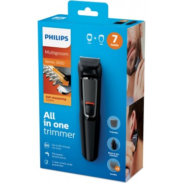 Philips Multigroom Series 3000 Σετ Επαναφορτιζόμενης Κουρευτικής Μηχανής Μαύρο MG3720/15